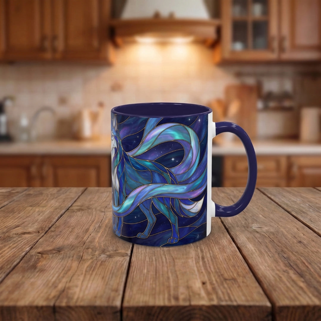 Wolf Kiss Stained Glass Style Mug