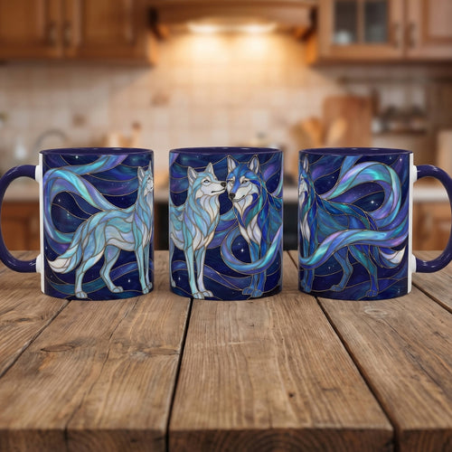 Wolf Kiss Stained Glass Style Mug