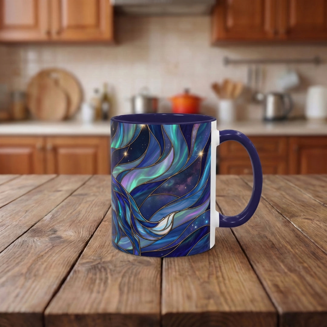 Aurora Howl Wolf Stained Glass Style Mug