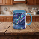 Moonlit Lake Wolf Stained Glass Style Mug