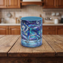 Moonlit Lake Wolf Stained Glass Style Mug