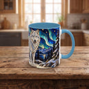 Aurora Lake Wolf Stained Glass Style Mug