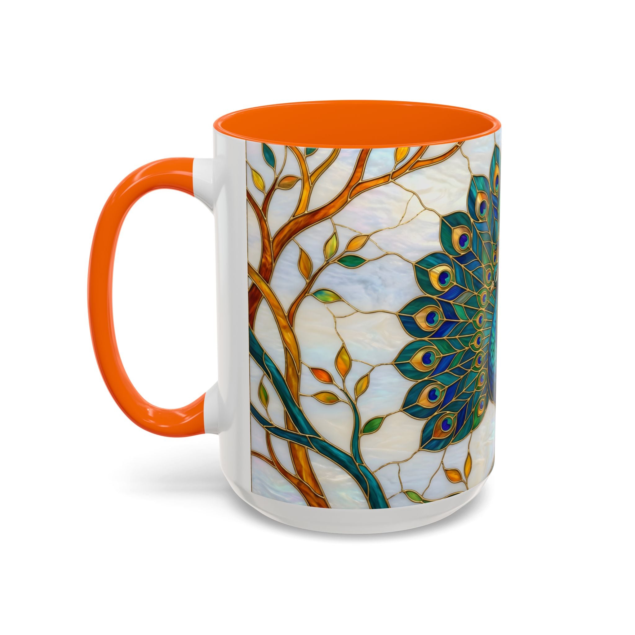 Elegant Peacock Stained Glass Style Mug