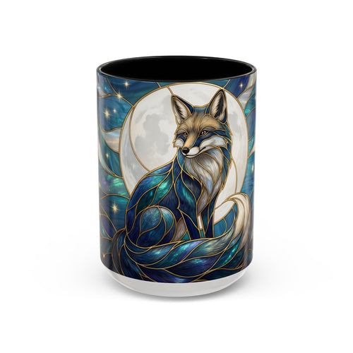 Moonlit Fox Stained Glass Style Mug
