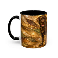 Honey Glow Chocolate Labrador Retriever Stained Glass Style Mug