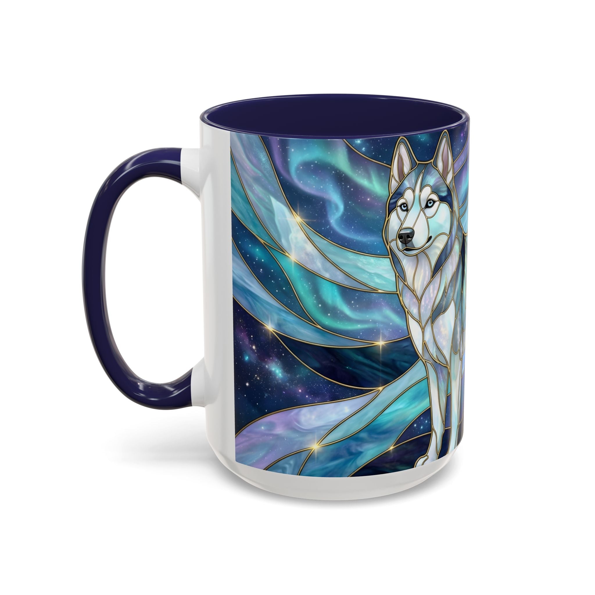 Aurora Husky Stained Glass Style Mug