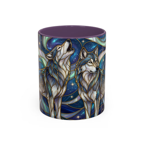 Twin Wolves Stained Glass Style Mug