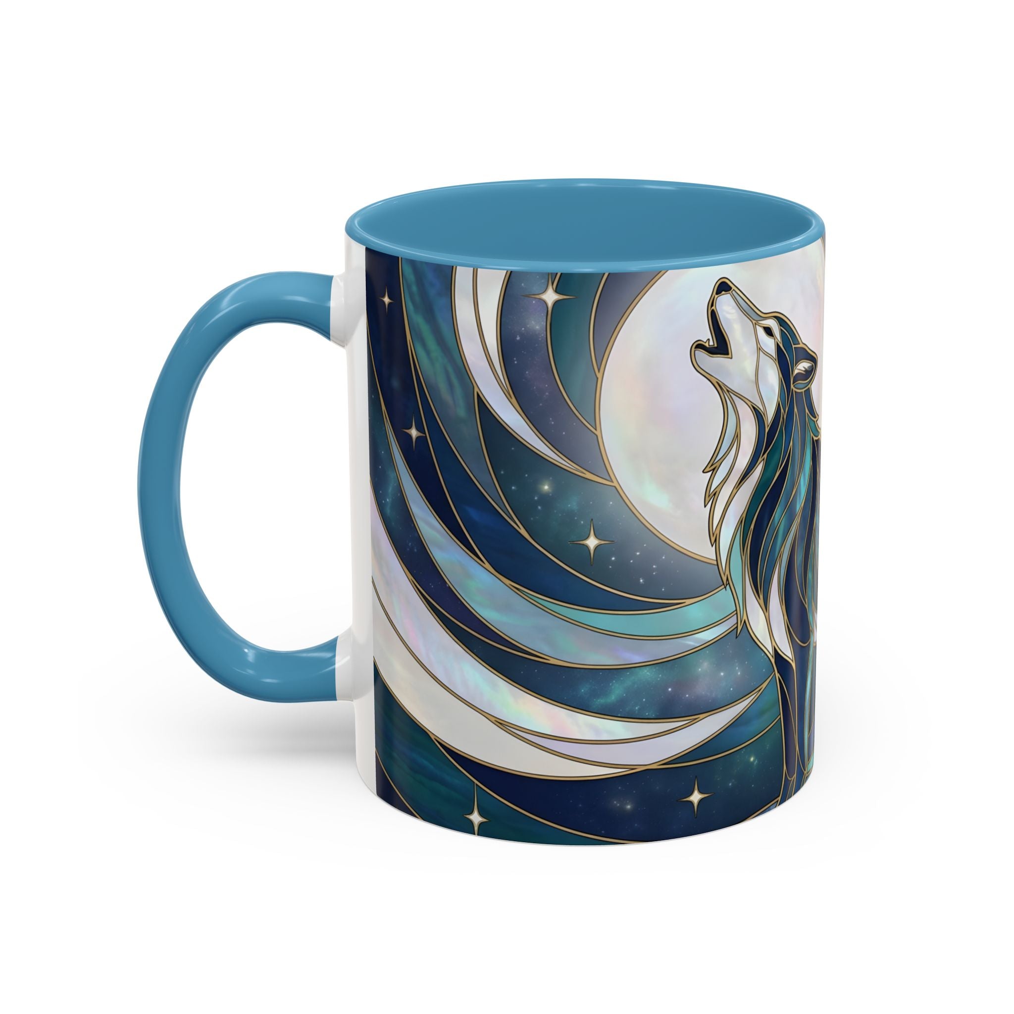 Moon Howl Wolf Stained Glass Style Mug