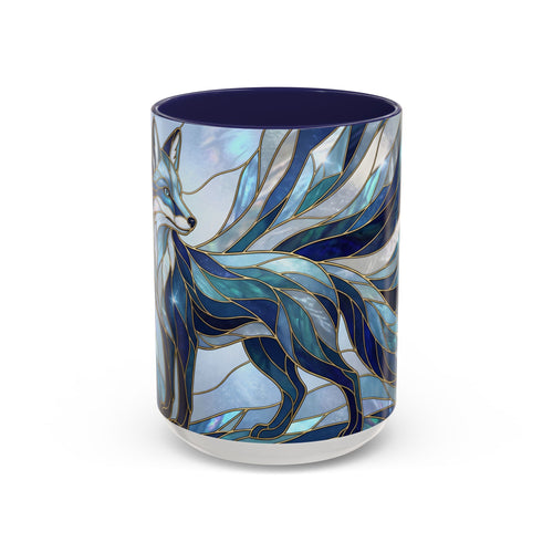 Icy Blue Fox Stained Glass Style Mug