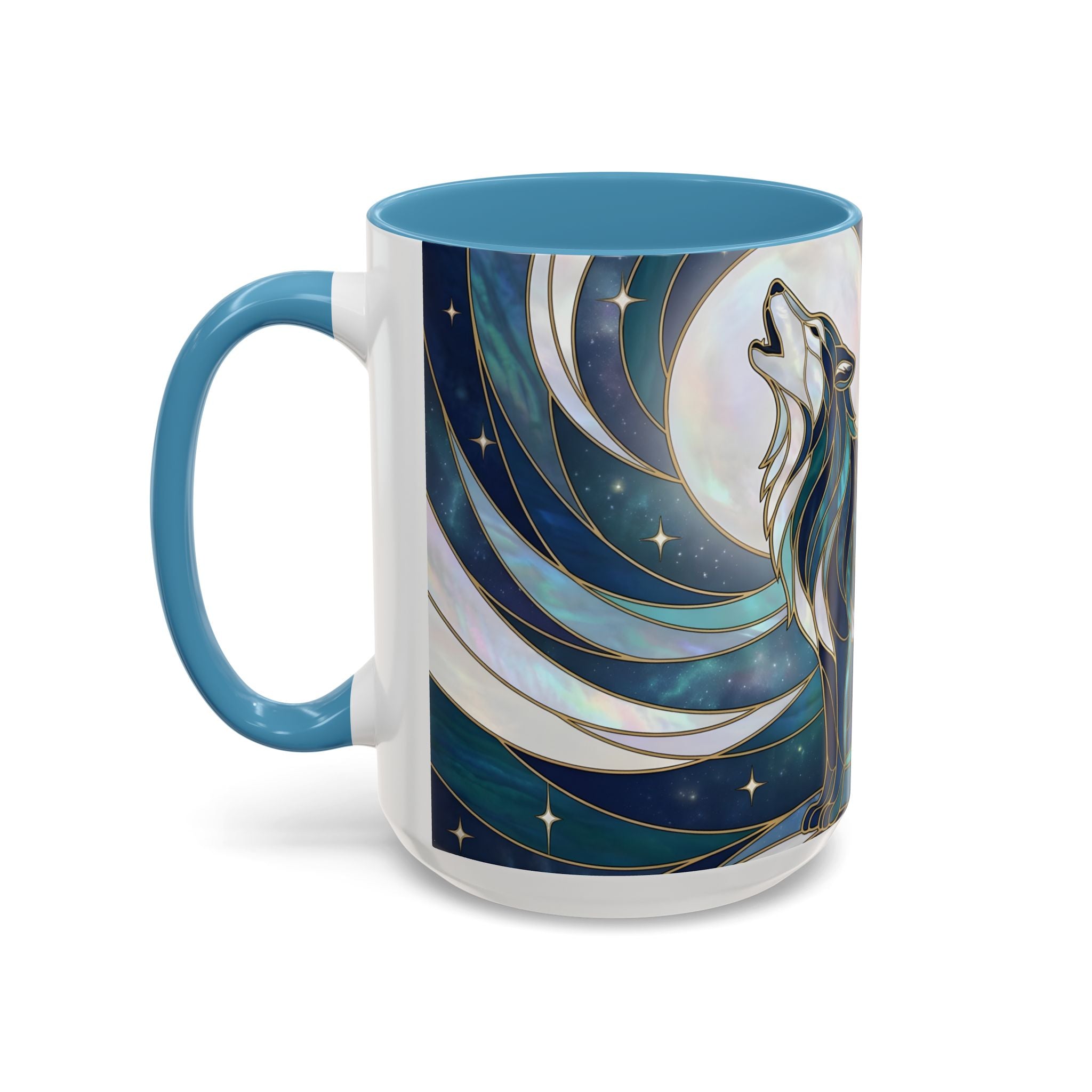 Moon Howl Wolf Stained Glass Style Mug