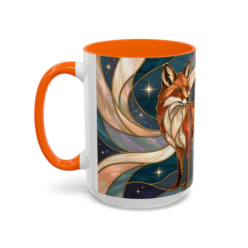 Teal Night Fox Stained Glass Style Mug