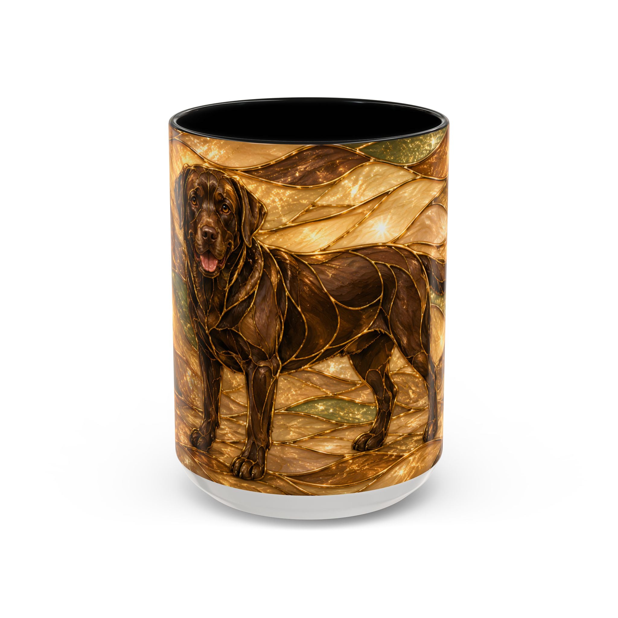 Honey Glow Chocolate Labrador Retriever Stained Glass Style Mug
