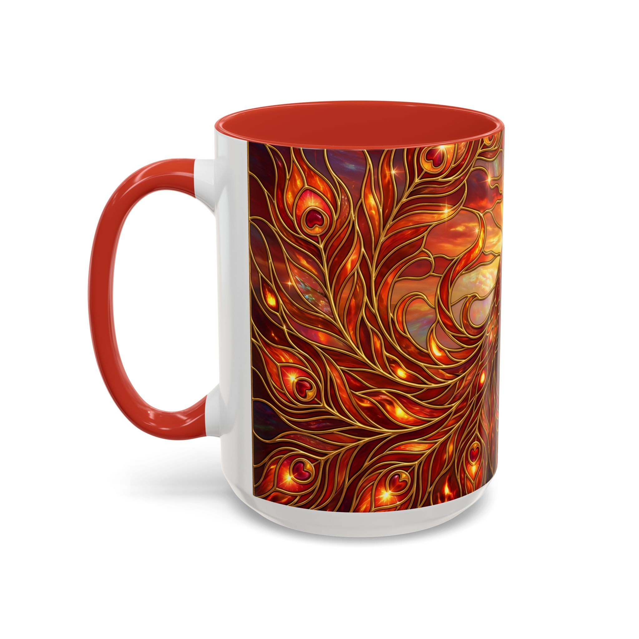 Sunset Peacock Stained Glass Style Mug