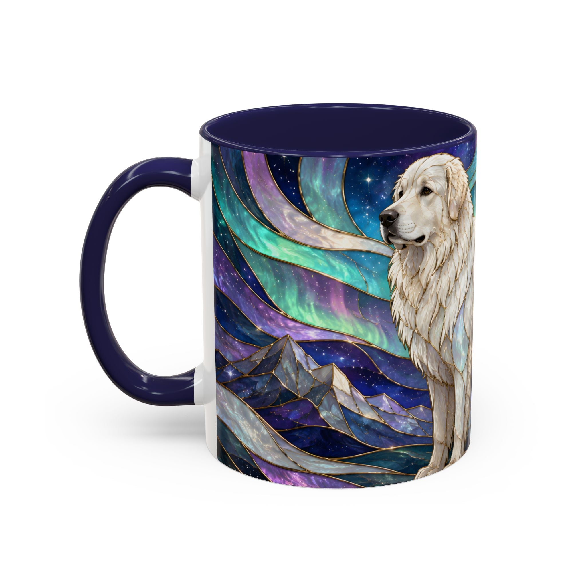 Aurora Peaks Great Pyrenees Stained Glass Style Mug