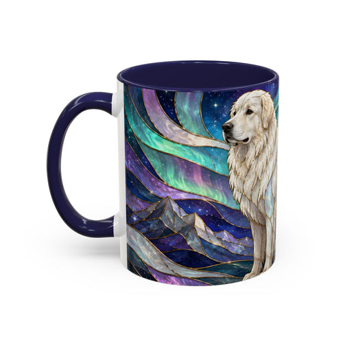 Aurora Peaks Great Pyrenees Stained Glass Style Mug