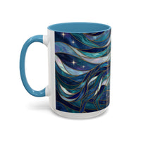 Celestial Blue Wolf Stained Glass Style Mug