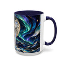 Aurora Mountain Wolf Stained Glass Style Mug
