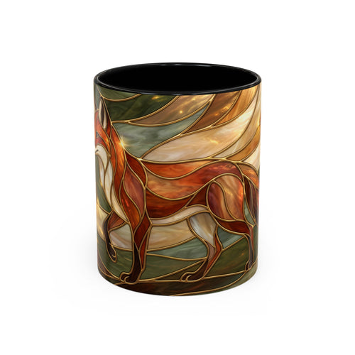 Olive Glow Fox Stained Glass Style Mug