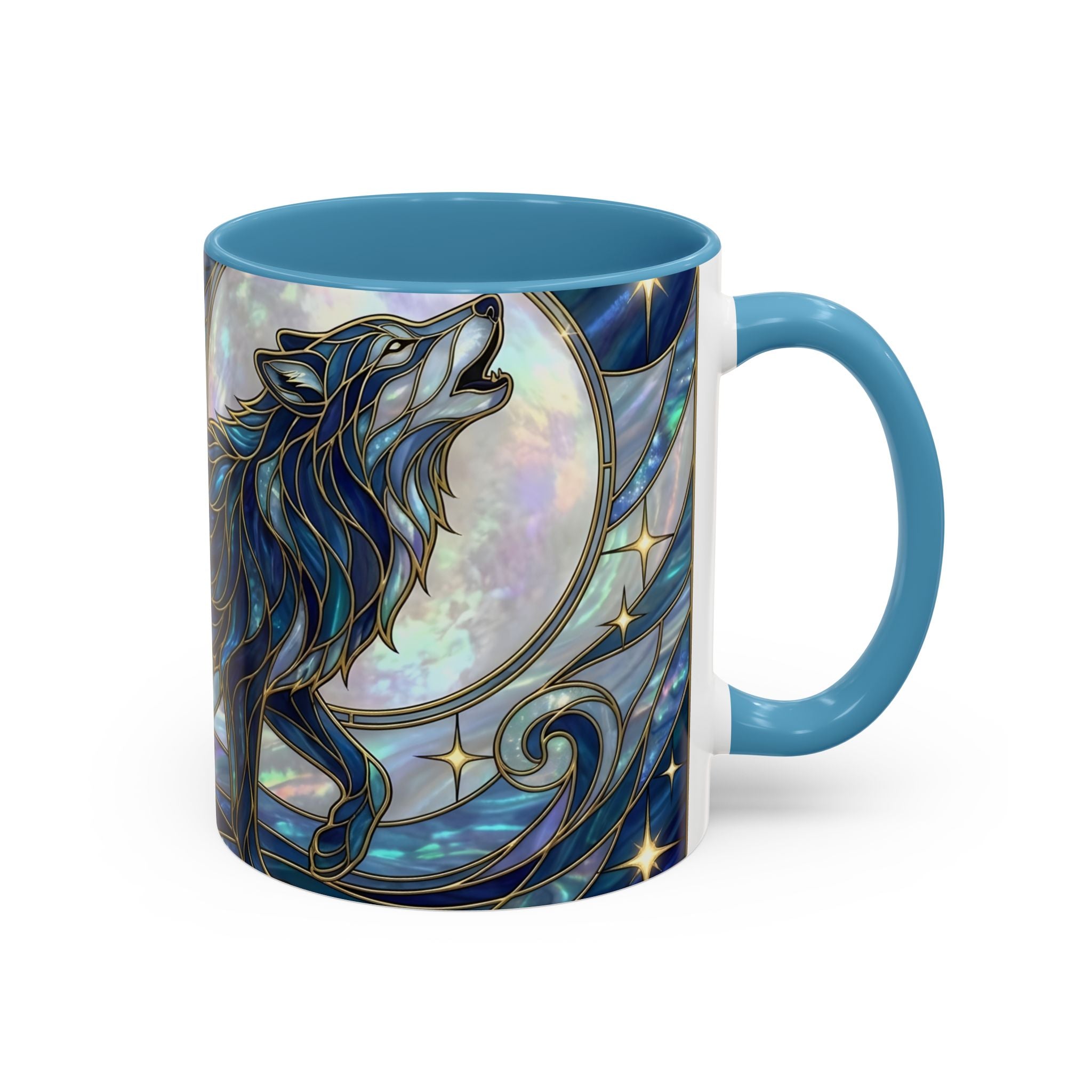 Sapphire Wolf Stained Glass Style Mug