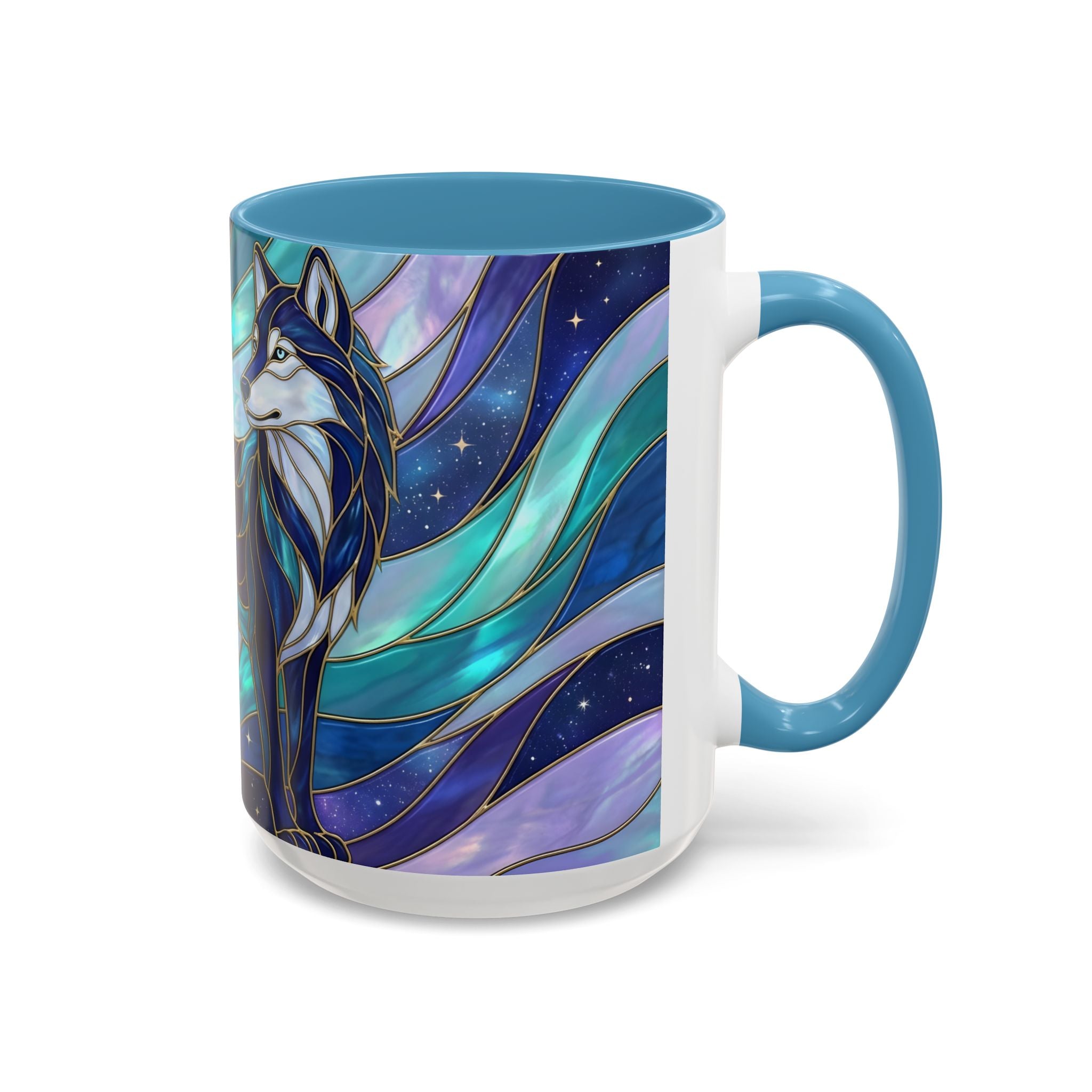 Celestial Wolf Stained Glass Style Mug