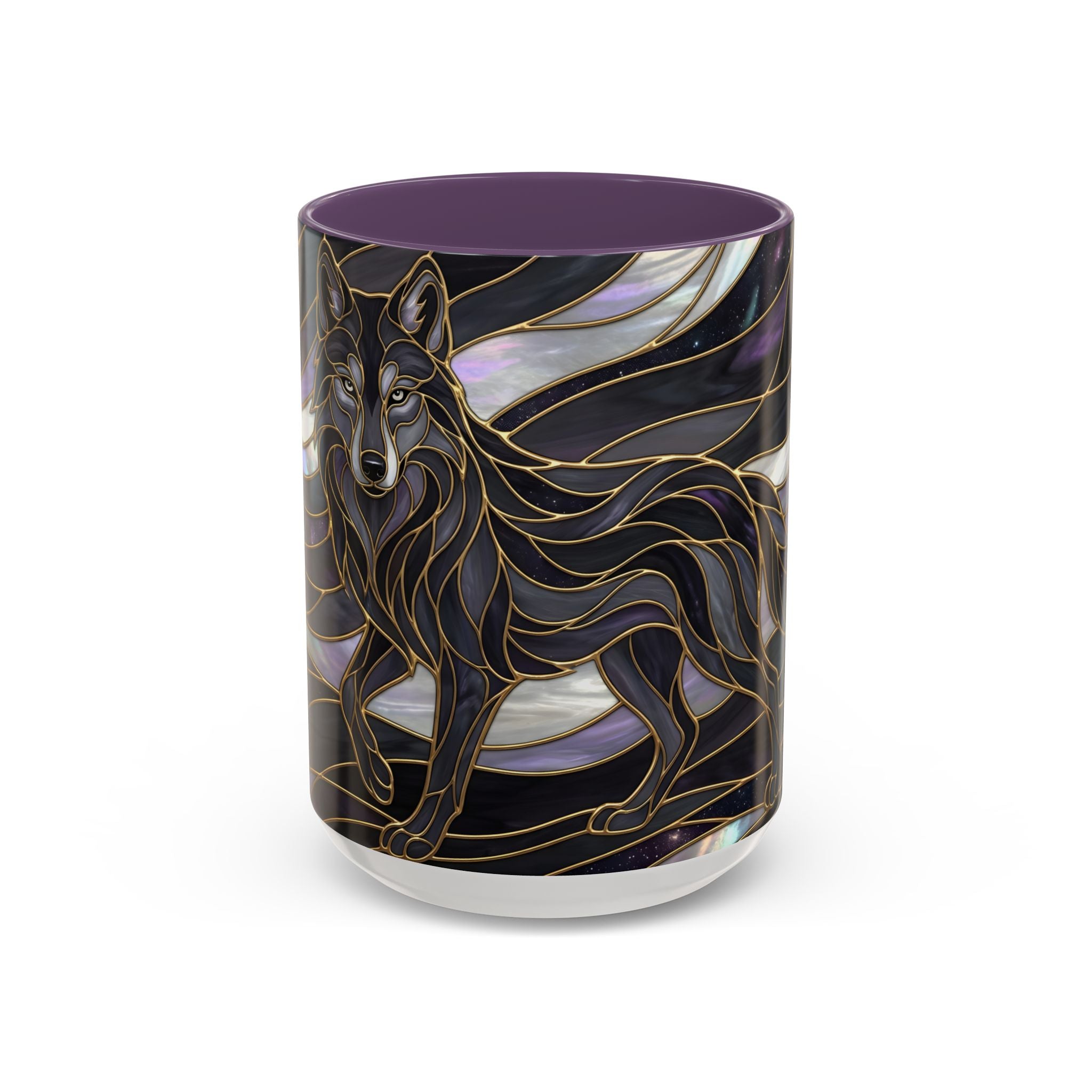 Obsidian Wolf Stained Glass Style Mug