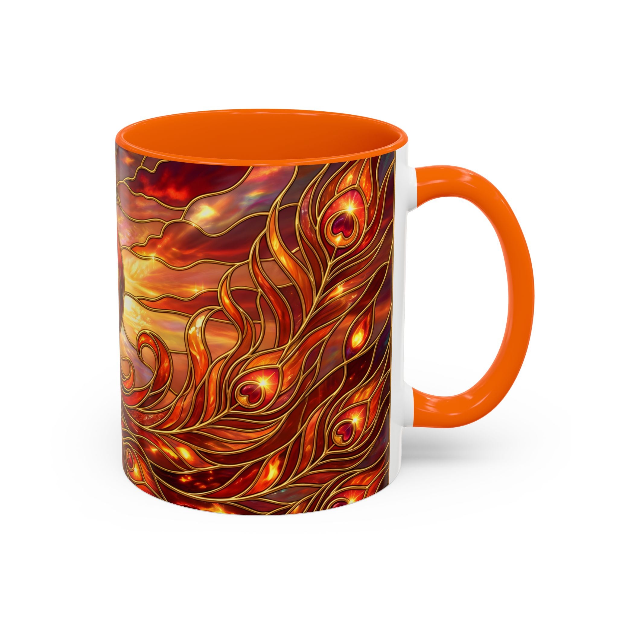 Sunset Peacock Stained Glass Style Mug