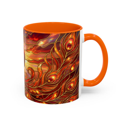 Sunset Peacock Stained Glass Style Mug