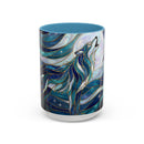 Celestial Blue Wolf Stained Glass Style Mug