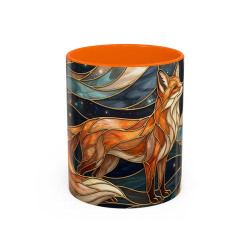 Celestial Night Fox Stained Glass Style Mug