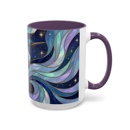 Blue Glow Hummingbird Stained Glass Style Mug