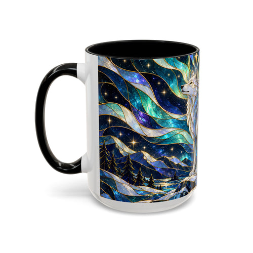 Northern Lights Wolf Stained Glass Style Mug