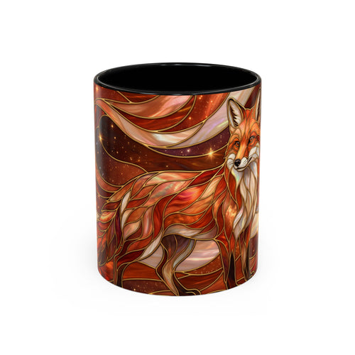 Ruby Glow Fox Stained Glass Style Mug