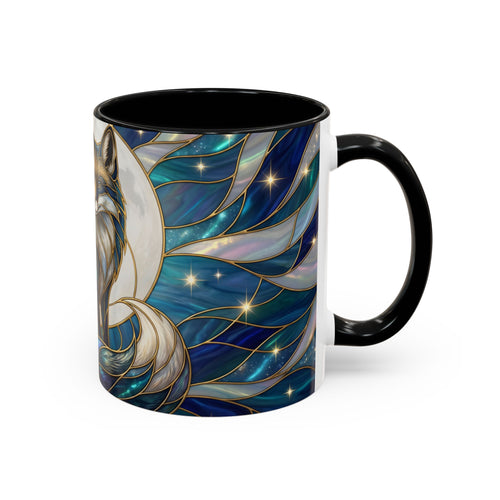 Moonlit Fox Stained Glass Style Mug