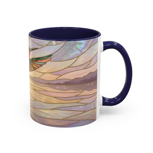 Serene Horizon Hummingbird Stained Glass Style Mug