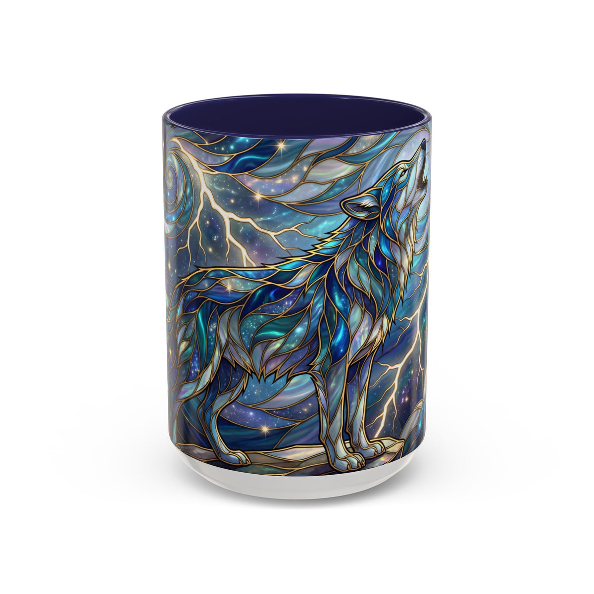Storm Sky Wolf Stained Glass Style Mug