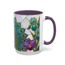 Floral Peacock Stained Glass Style Mug