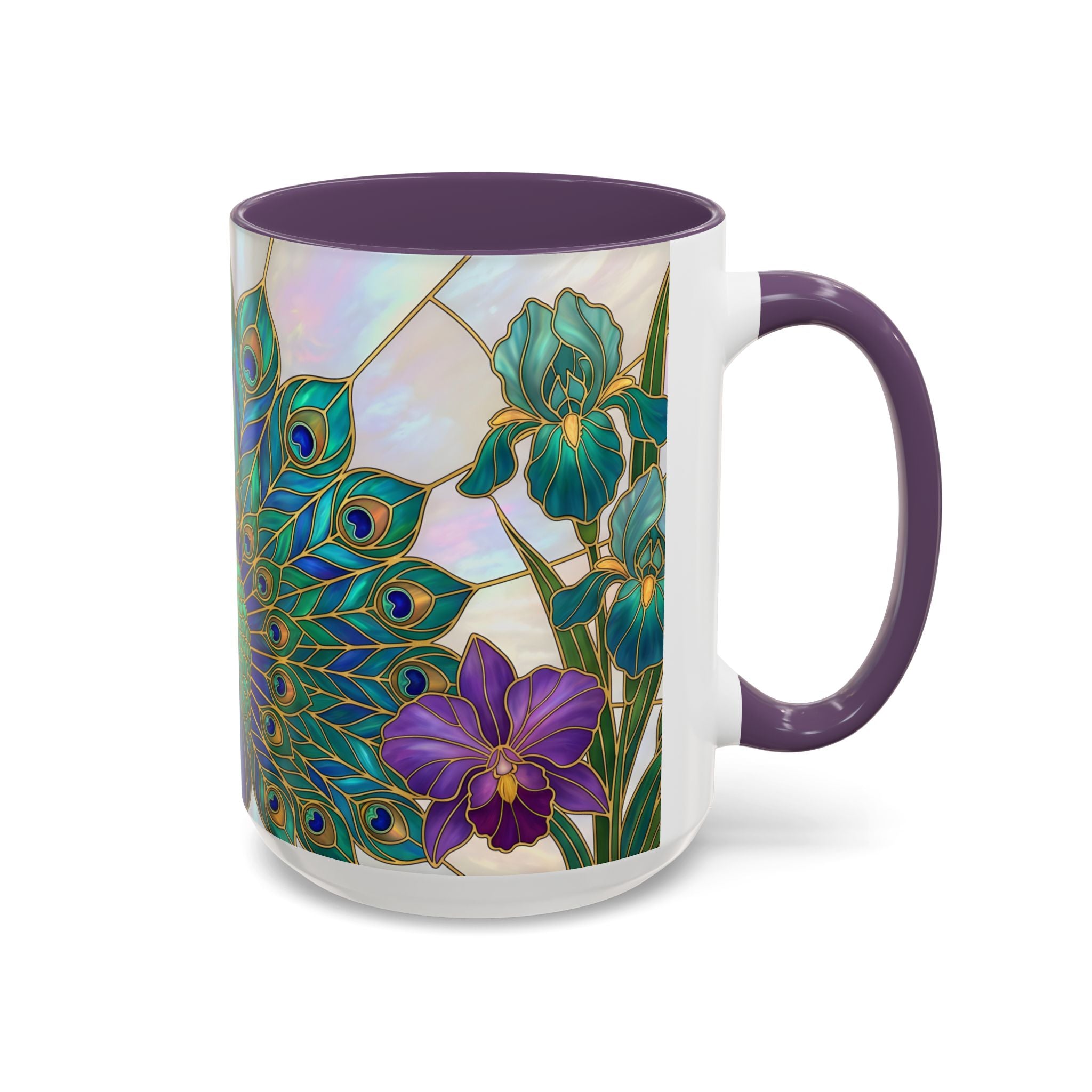 Floral Peacock Stained Glass Style Mug