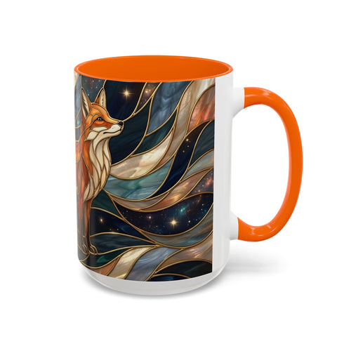 Celestial Night Fox Stained Glass Style Mug