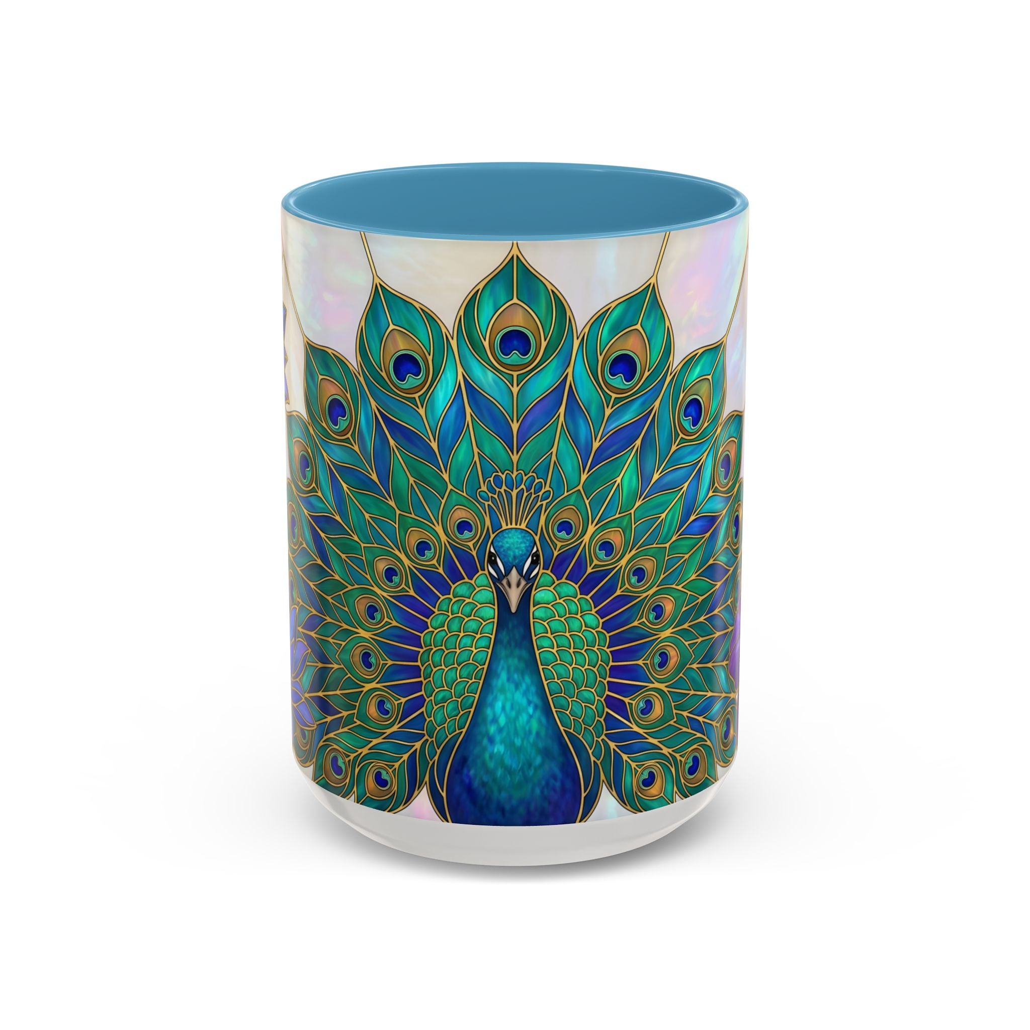 Floral Peacock Stained Glass Style Mug