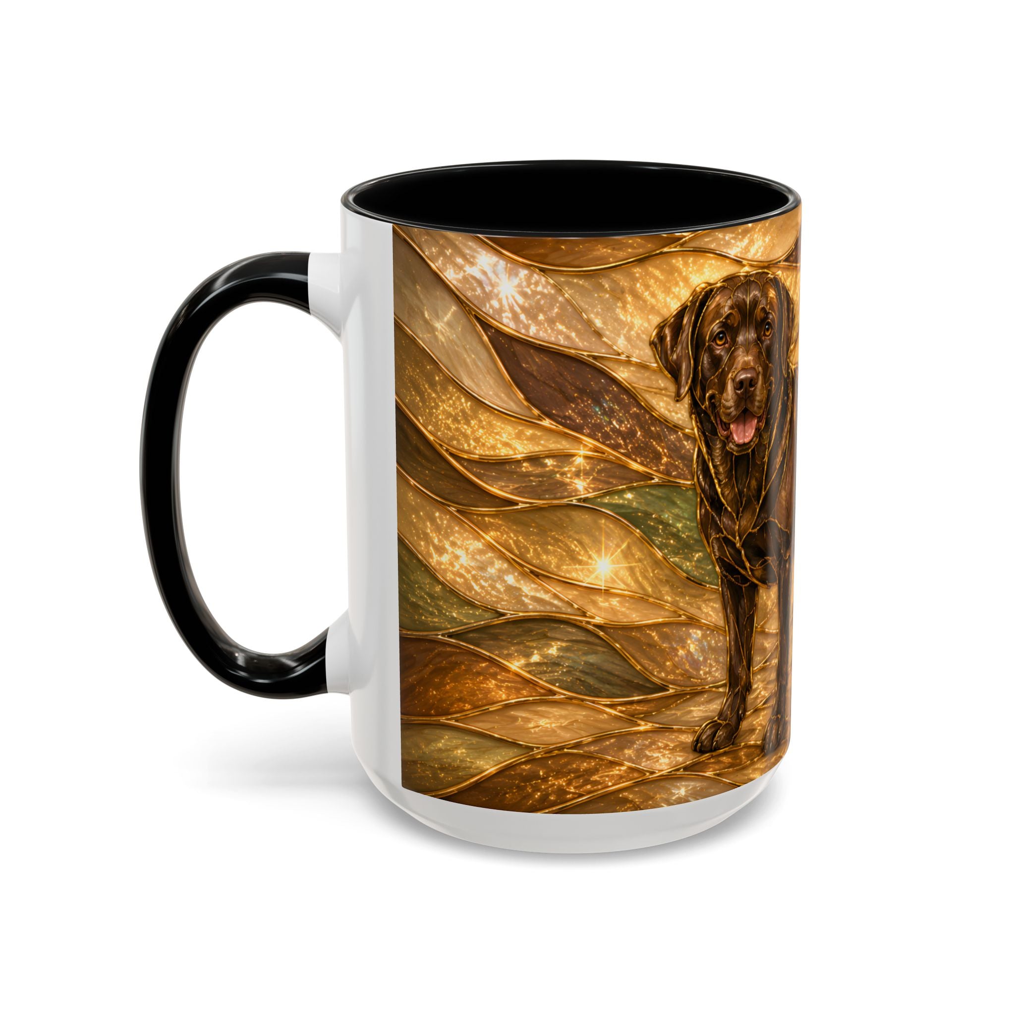 Honey Glow Chocolate Labrador Retriever Stained Glass Style Mug