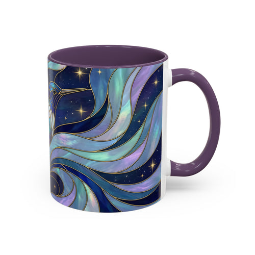 Blue Glow Hummingbird Stained Glass Style Mug