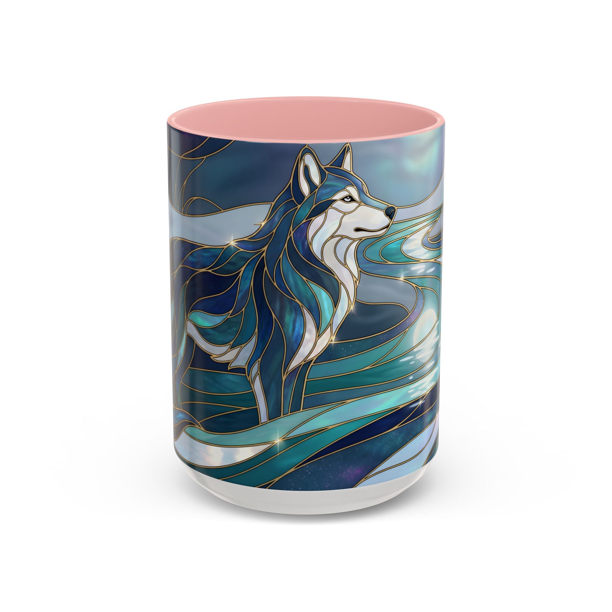 River Moon Wolf Stained Glass Style Mug