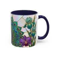 Floral Peacock Stained Glass Style Mug