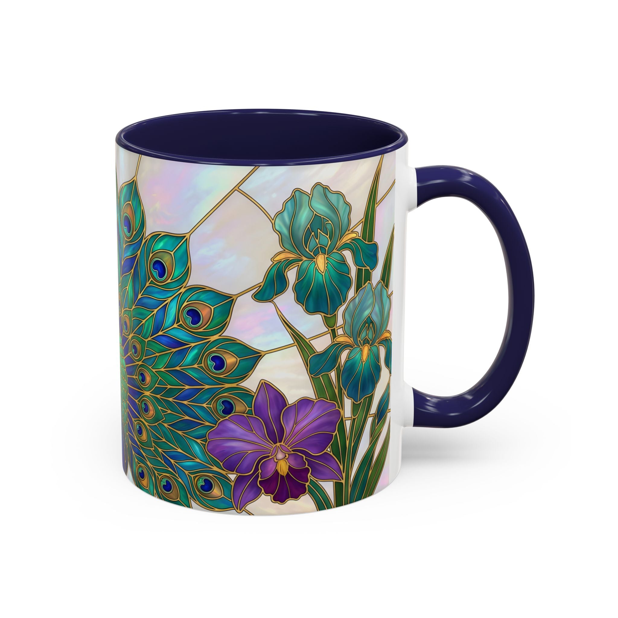 Floral Peacock Stained Glass Style Mug