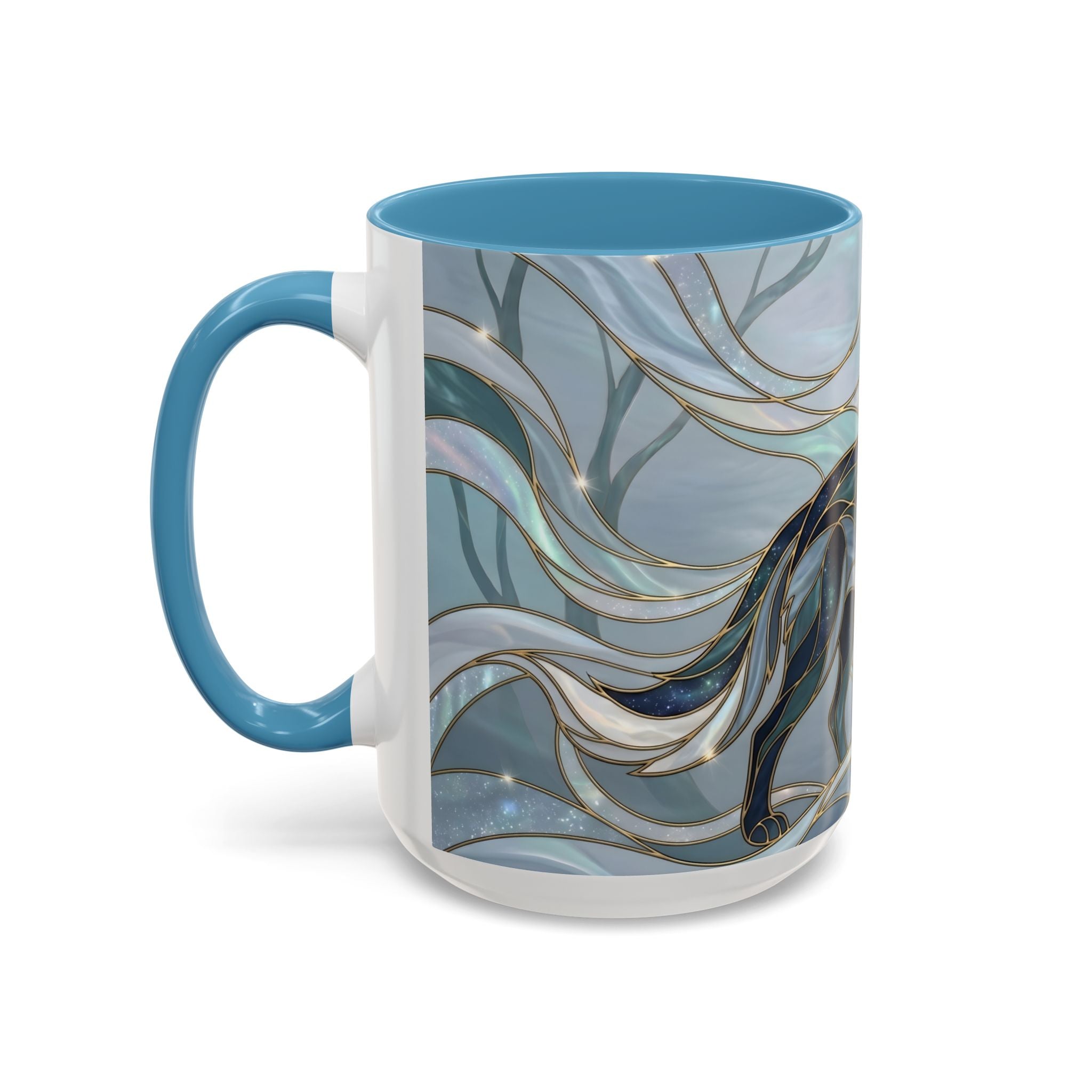 Mystical Blue Wolf Stained Glass Style Mug