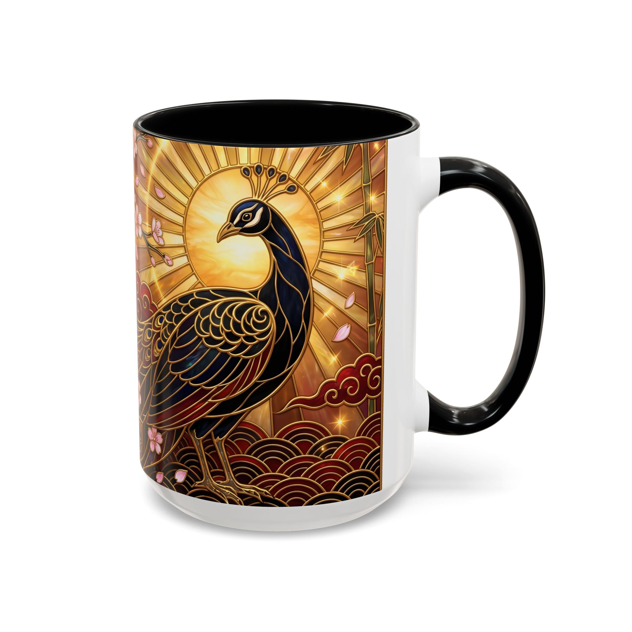Sakura Peacock Stained Glass Style Mug