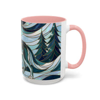 Pine Forest Wolf Stained Glass Style Mug
