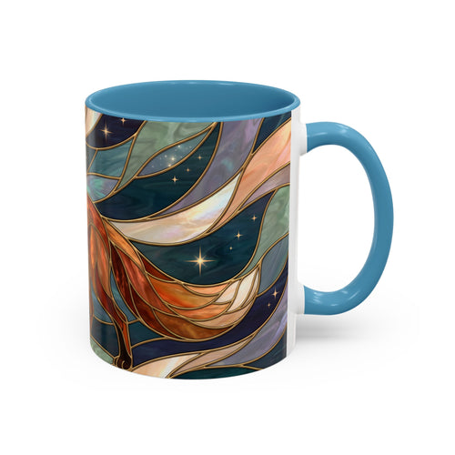 Teal Night Fox Stained Glass Style Mug