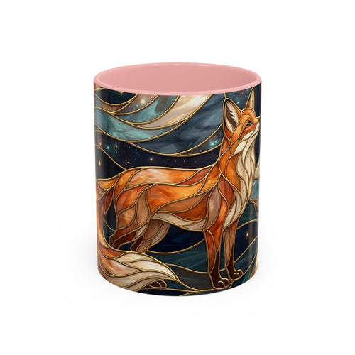 Celestial Night Fox Stained Glass Style Mug