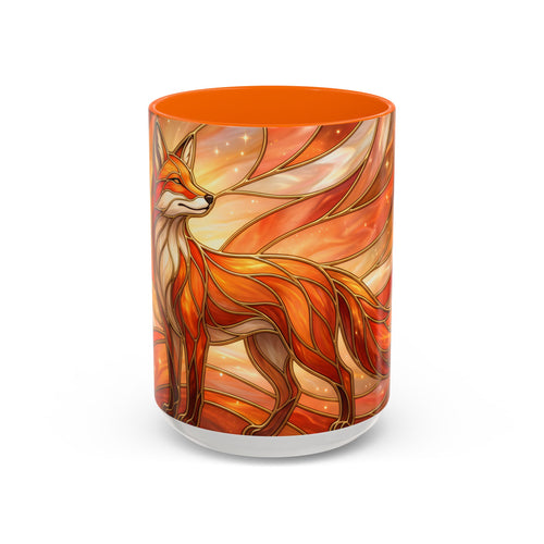 Orange Glow Fox Stained Glass Style Mug